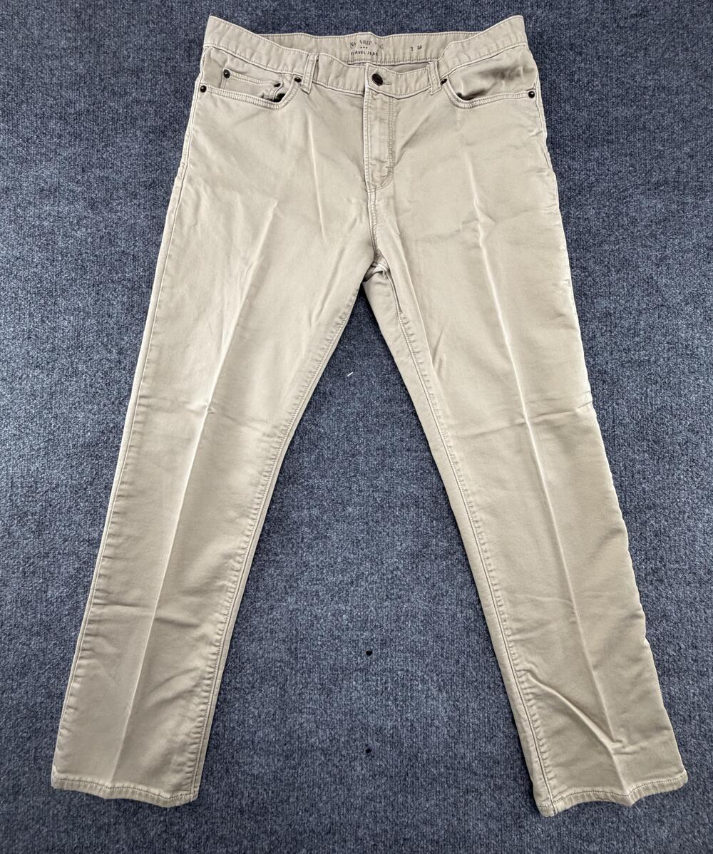 Banana Republic Travel Jean Mens 36x31 Beige Straight Fit Denim Casual Pants